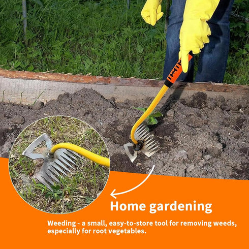 Weed Puller Tool, 11 Teeth Durable Garden Weed Pulling Tool, Portable Garden Weeder Tool with Gloves for Vegetable Gardening, Backyard Farm Weedin...