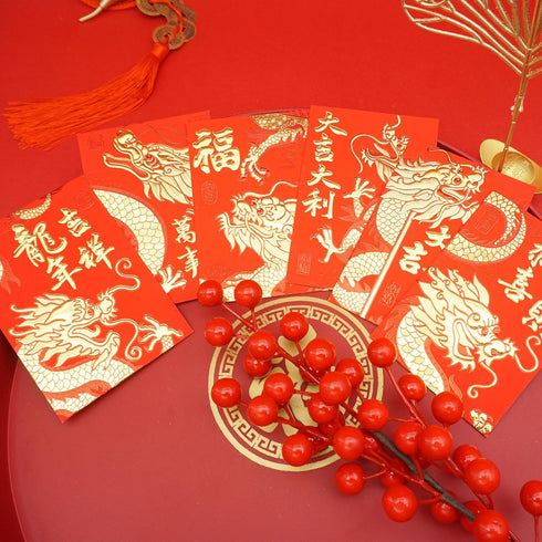 Red Envelopes Chinese New Year of The Dragon 2024,??,Lucky Money Envelopes for Lunar New Year, Hongbao with 6 Gold Embossed Patterns 36Pcs Medium...