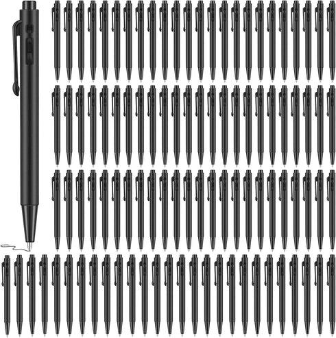 100 Pcs 4'' Mini Pen Bulk, Small Retractable Ballpoint Pens, 0.7 mm Fine Point Pens with Clip, Tiny Ink Black Pens, Smooth Writing Rollerball Pens...