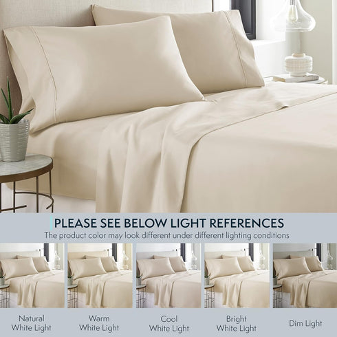 HC Collection Pillow Cases Standard Size/Queen Size Set of 2- Microfiber, Extra Soft Pillowcases - Easy Care & Machine Washable - Cream...