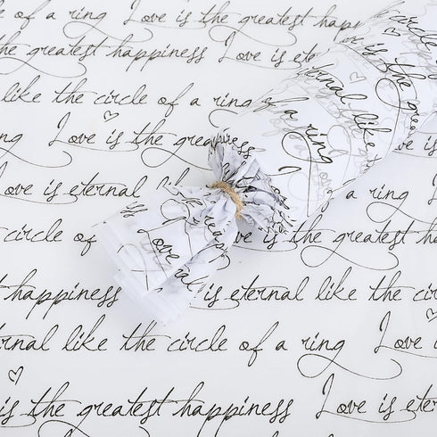 Whaline 100 Sheet Letter Gift Black White Tissue Paper Love Romantic Words Gift Packing Tissue Paper DIY Art Craft Paper for Wedding Birthday Part...
