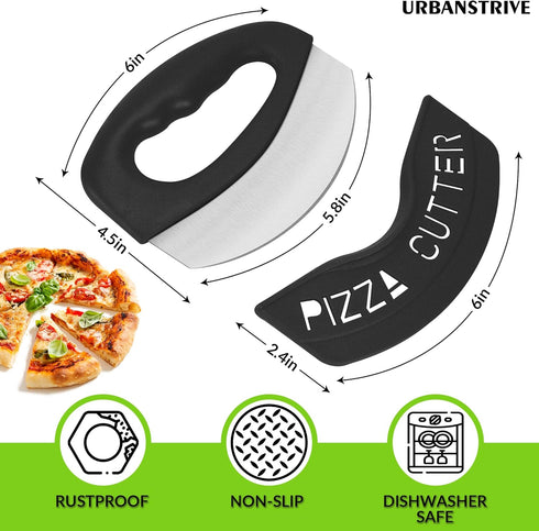 Urbanstrive Heavy Duty Stainless Steel Pizza Cutter with Cover, Super Sharp Blade Pizza Knife Pizza Cutter Rocker, Perfect Kitchen Gadgets for Piz...