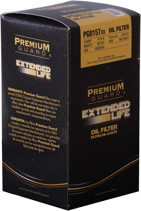 PG8157EX Extended Life Oil Filter up to 10,000 Miles | Fits 2018-14 Ram 1500, 2019 1500 Classic, 2021-14 Jeep Grand Cherokee, 2021-18 Maserati Qua...