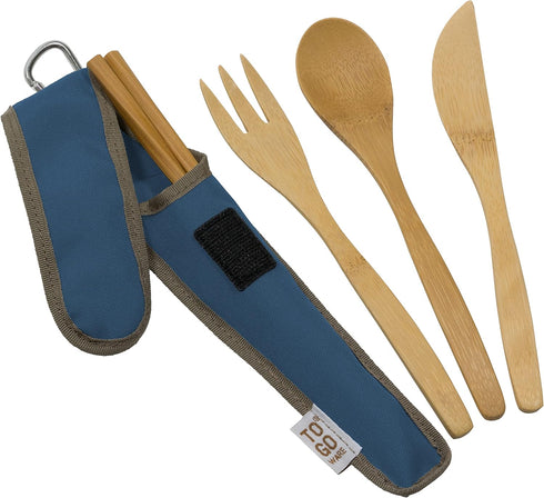 To-Go Ware Bamboo Travel Utensils - Utensil Set with Carrying Case, Indigo...