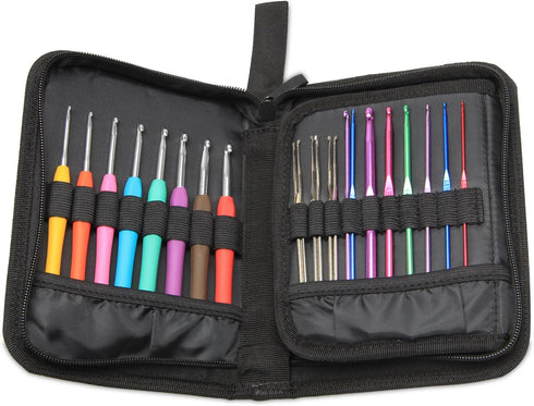 Teamoy Crochet Hook Case, Travel Carry Bag for Ergonomic Crochet Hooks Kits, Aluminum /Steel Crochet Hook and More, Lightweight, Well Made--NO Acc...