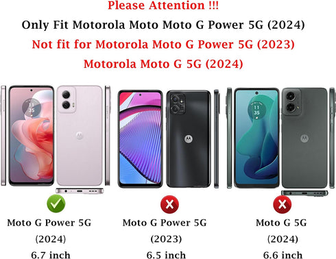 for Motorola Moto G Power 5G 2024 Case with Camera Lens Cover HD Screen Protector, Dual Layer Military-Grade Drop Tested Magnetic Ring Holder Kick...