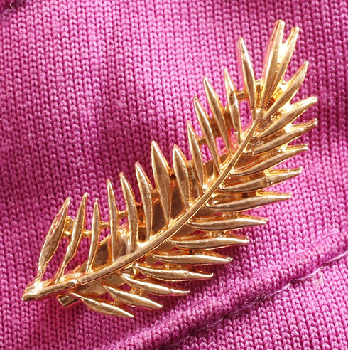 NEW! Touchstone Indian Bollywood Fashion Handcrafted Pretty Leaf Inspired Fabulous Designer Jewelry Brooch Hair Accessory In Gold Tone For Women....