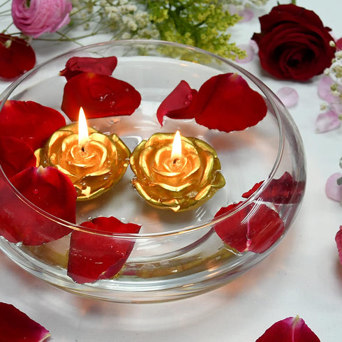 Zest Candle 12-Piece Folding Candles, 3-Inch, Metallic Gold Rose...