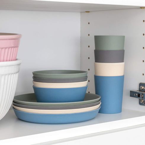 WeeSprout Bamboo Kids Bowls, Set of Four 10 oz Kid-Sized Bamboo Bowls, Dishwasher Safe Kid Bowls (Blue, Green, Gray, & Beige)...