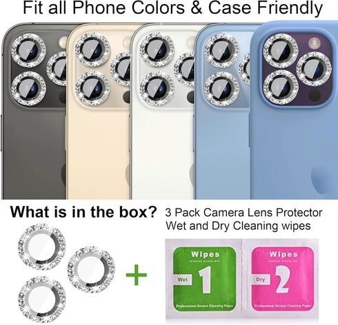 Compatible with iphone 14 Pro Max Camera Lens Protector Bling, Apple iPhone 14 Pro / 14 Pro Max Camera Cover Glitter Sparkly (6.1 & 6.7inch), Back...