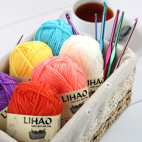LIHAO 12 Skeins Mini Yarn for Knitting Crochet Craft - 100% Acrylic...