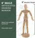 US Art Supply® Wood 8" Male - Artist Drawing Manikin Articulated Mannequin with Base and Flexible Body - Perfect for Drawing The Human Figure (8" ...