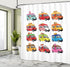 Ambesonne Truck Shower Curtain, Ice Cream Doughnut Burgers Pizza Sushi Hotdog Colorful Food Truck Illustration, Cloth Fabric Bathroom Decor Set wi...