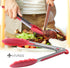 MEKBOK Kitchen Tongs Set - Salad & Grill Stainless Steel Serving Tongs with Silicone Tips - 9"&12" (Red)...