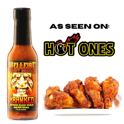 Hellfire Hot Sauce Kranked - Black Garlic and Carolina Reaper Gourmet Hot Sauce, Featured on Hot Ones TV Show, 5 oz....