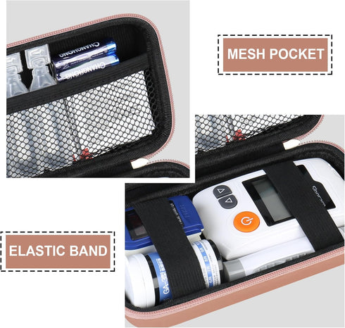 Diabetic Supplies Hard Case Diabetic Supply Organizer Bag Carrying Case for Diabetes Testing Kit Blood Glucose Monitor with Blood Sugar Glucometer...