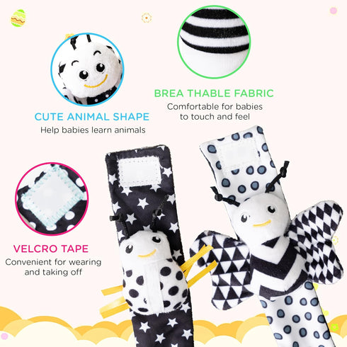 15Pcs Baby Wrist Rattles & Foot Finders Sock,Newborn Hand and Foot Rattles/Teething Toy for Babies,Educational Development Infant Toys,Infant Ratt...