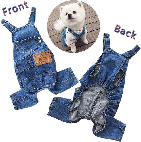 Dog Shirts Clothes Dog Denim Overalls, Fashion Pet Jean Overalls Apparel, Comfortable Puppy Costumes for Small Medium Dogs&Cat, Dog Denim Shirts, ...