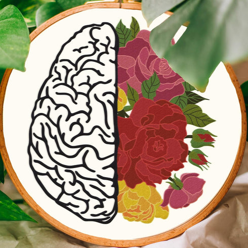 BEUNITONE 4 PCS Brain Embroidery Kit Heart Flower Cross Stitch Kit for Adults Lung Embroidery Starter Kit Bone Needlepoint Kit for Beginners Inner...