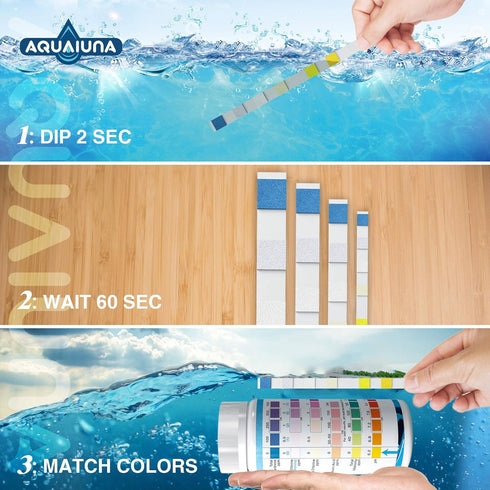AQUALUNA Aquarium Test Strips 6 in 1 for Freshwater and Saltwater- Fish Tank Test Kit Monitoring Level of pH, Nitrate, Nitrite, General Hardness, ...