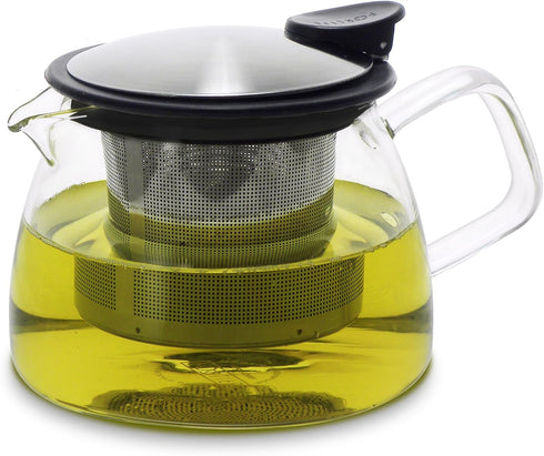 Forlife Bell Glass Teapot with Basket Infuser, 14-Ounce/430ml, White...