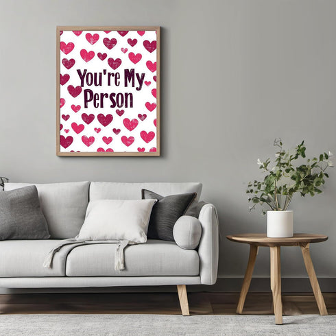 Posterizer 1 pcs-You’re My Person" minimalist art with hearts-Valentine's day art-Romantic Art-Holiday Poster -Gift for Couples boyfriend girlfrie...