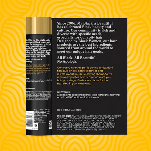 My Black is Beautiful Clarifying Sulfate Free Shampoo for Build Up, For Dry and Damaged Hair, Blue Ginger and Mint, 9.6 fl oz...