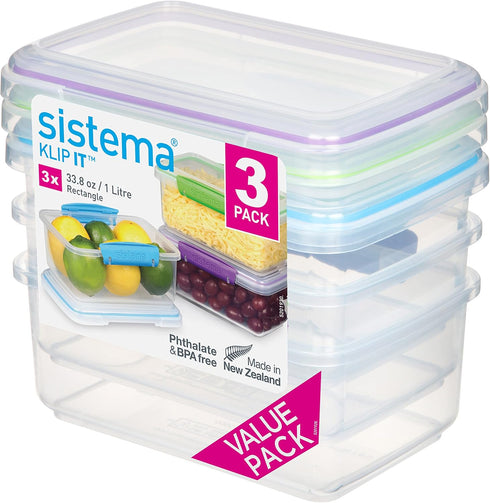 Sistema Food Storage, Polypropylene Assorted, 1L x 3...