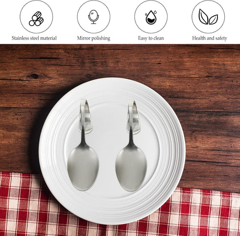 Hemoton 6pcs Bent Spoon Curved Handle Spoons Stainless Steel Salad Spoon Serving Spoons Canape Spoons Multipurpose Spoon Buffet Spoons (Silver)...