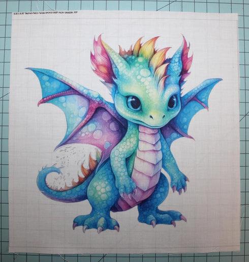 Fabric Panel 8"x8" Baby Dragon 100% Cotton Quilting Panel Square AM1418...