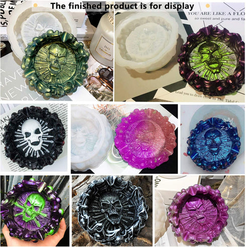 Resin Mold, Silicone Ashtray Mold Halloween Skull DIY Craft Gift Epoxy Resin Casting Molds Keletons Jewelry Storage Mould for Party, Home Decorati...