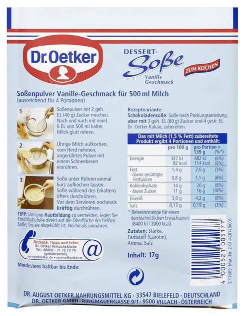 Dr. Oetker Dessert-Sosse Vanille Geschmack 3 x 17g...