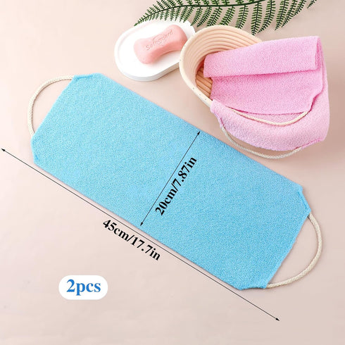 2Pcs Back Scrubber Body Bath Pull Strap Scrubber with Handles Nylon Exfoliating Washcloth Extended Length Washers Stretchable Shower Scrubber for ...