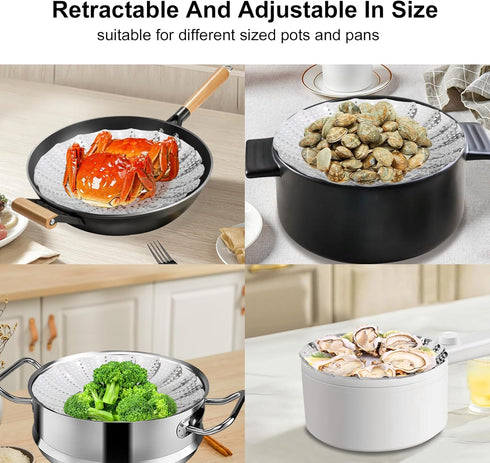 3-Piece Steamer Basket Set: Stainless Steel Adjustable Folding Veggie and Seafood Steamer, Expandable to Fit Various Pot Sizes: 5.5" to 8.3", 6.3"...