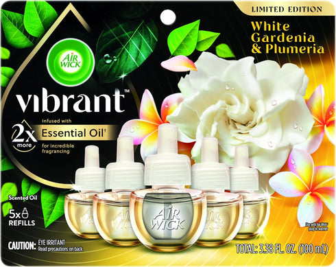 Air Wick Scented Oil - Vibrant Refill White Gardenia & Plumeria 5 ct....