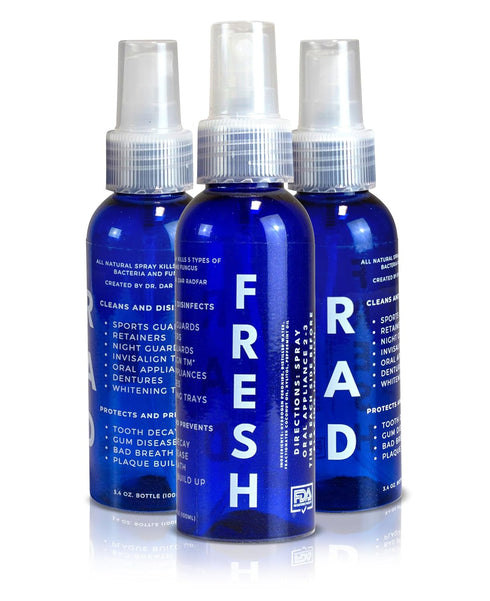 3 Pack Rad Fresh Natural Retainer Cleaner Spray With Food Grade Hydrogen Peroxide Dentist Designed Denture, Aligner, Night Guard, Sports, Sleep Ap...