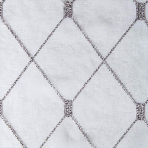 Top Finel Short Sheer Curtains 45 Inch Length for Bathroom,Privacy White and Gray Embroidered Diamond Grommet Window Treatments Curtains for Livin...