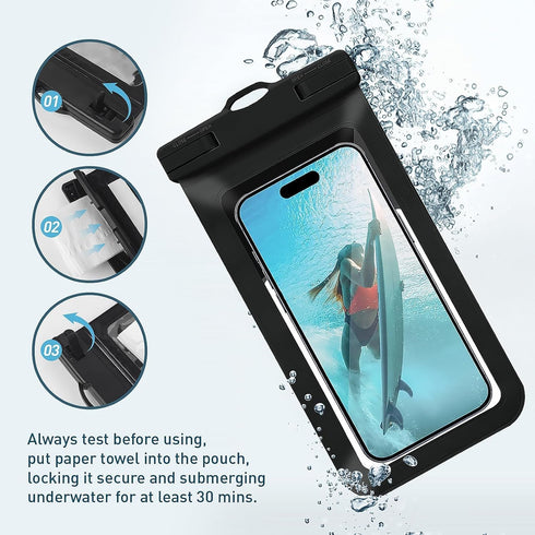 Universal Waterproof Phone Case, Certified and Lightweight IPX8 Beach Travel Essentials for iPhone 15 14 13 Pro Max, 2 Pack-Black & Black...