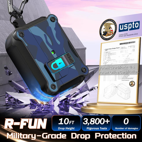 R-fun Compatible with AirPods Pro 2nd Generation 2023(USB-C),2022(Lightning Cable),1st Gen 2019 Charging Case, Full Drop Protection Auto Pop-Up Li...