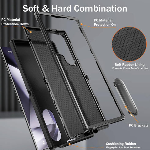 BaHaHoues for Samsung Galaxy S24 Ultra Case, Samsung S24 Ultra Phone Case with Built in Kickstand, Shockproof/DropProof Military Grade Protective ...