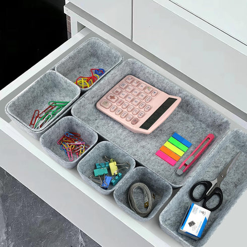 Drawer Organizer 8 Pieces Felt Storage Bins for Office Desk Accessories and Cosmetic Desk Organizer and Dividers with 4 Sizes for Dressing Table B...