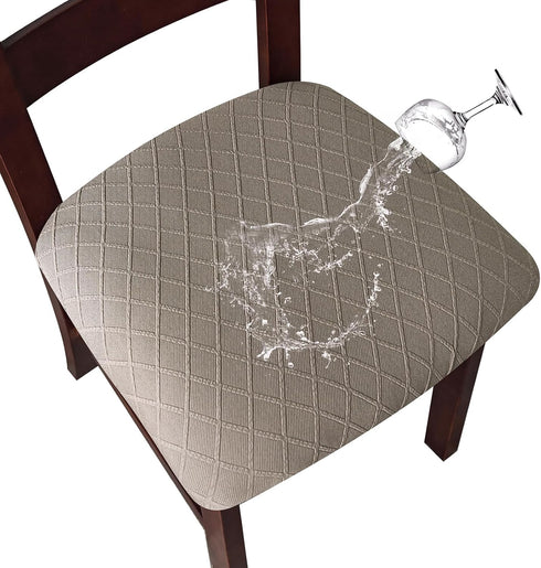 Genina Waterproof Seat Covers for Dining Room Chairs Covers Dining Chair Cover Kitchen Chair Covers (Taupe, 4 Pcs)...
