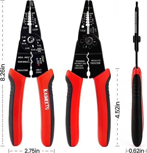 KAIWEETS Wire Stripper 10-22 AWG Wire Splicer Cable Stripper Multipurpose Wire Stripping Tool Electrical Wire Pliers with Screw Cutter...