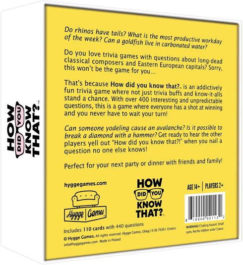 Hygge Games How did You Know That? – Trivia Party Game, White...