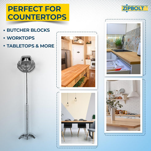 Zipbolt 10.800 Countertop Miter Connector — 5 Piece Joint Fastener Drawbolt Pack with 5mm Hex Bit for Joining Countertops, Butcher Blocks, Furnitu...