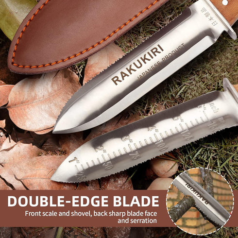 Hori Hori Garden Knife Japanese Stainless Steel, 7'' Durable Gardening Tool for Weeding, Digging, Cutting & Planting with Leather Sheath...