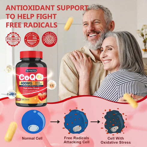CoQ10 400mg-High Absorption Coenzyme Q10 Supplements with PQQ, Shilajit & Vitamin E, Powerful Antioxidant for Heart & Brain Health and Energy-Prod...