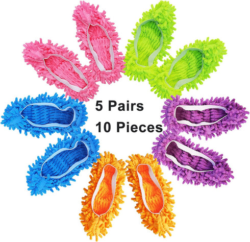 10 Pcs Shoes Cover Dust Duster, Washable Mop Slippers Shoes for Floor Cleaning, Reusable Microfiber Duster Mops for House, Office, Bathroom, Kitch...