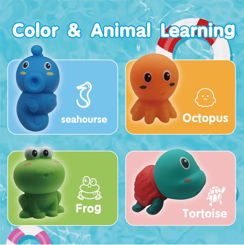 Mold Free Bath Toys for Kids Ages 1-3, Infant Toddlers Bath Squirter Toys 6 - 12- 18 Months- Baby Bath Time Bathtub Water Pool Summers Toys(Animal...