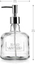 Elegant Home 18 Oz 7" Clear Embossed Glass Hand Sanitizer Dispenser Holder Bottle - Refillable, Acrylic Pump Ideal for Soap, Body Lotion, Essentia...